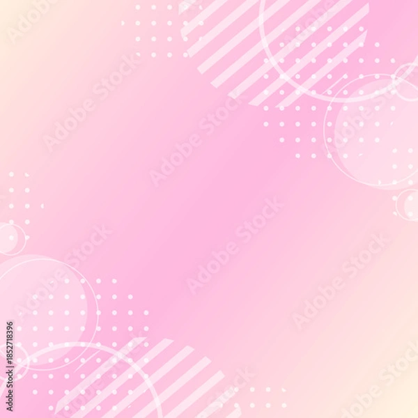 Obraz ピンクグラデーションの、ポップで可愛いメンフィス風フレーム背景 正方形