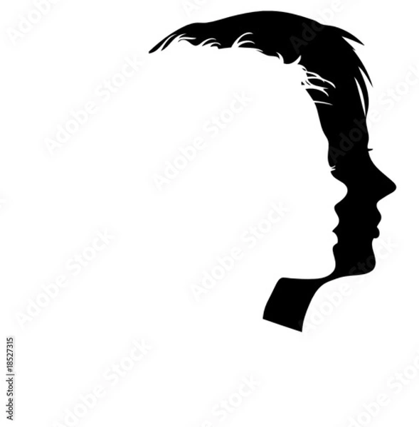 Obraz Vector man and woman faces profiles