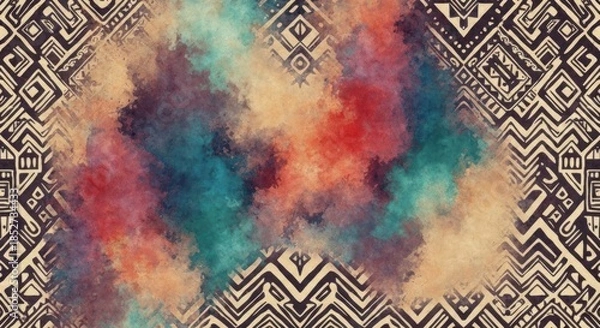 Obraz Abstract background, geometric patterns with a colorful central cloud