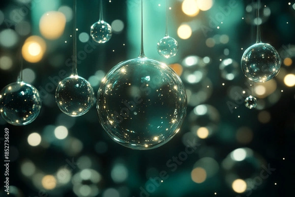 Obraz Exploring the multiverse concept through glowing bubbles representing alternate realities and dimensions