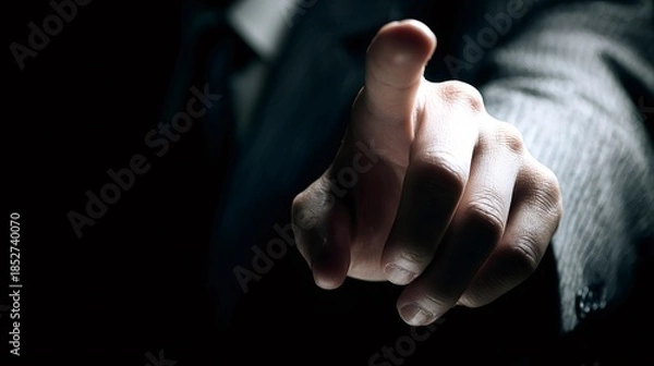 Obraz Business man pointing finger touching virtual screen