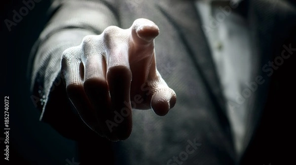 Obraz Businessman hand pointing interactive digital interface screen