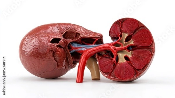 Obraz Human kidney anatomy showing internal cross section structure