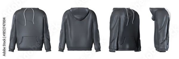 Fototapeta Dark gray hoodie isolated on white background - 3D illustration