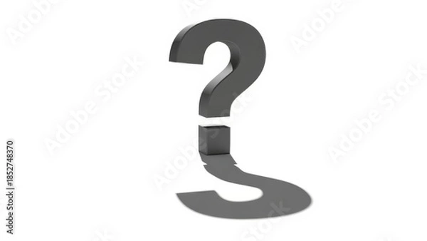 Obraz Question mark symbol with shadow on white background.