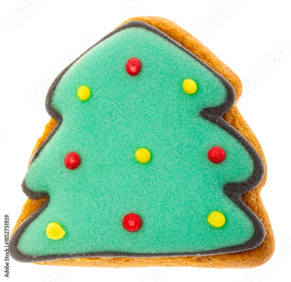 Obraz Christmas tree gingerbread cookie isolated