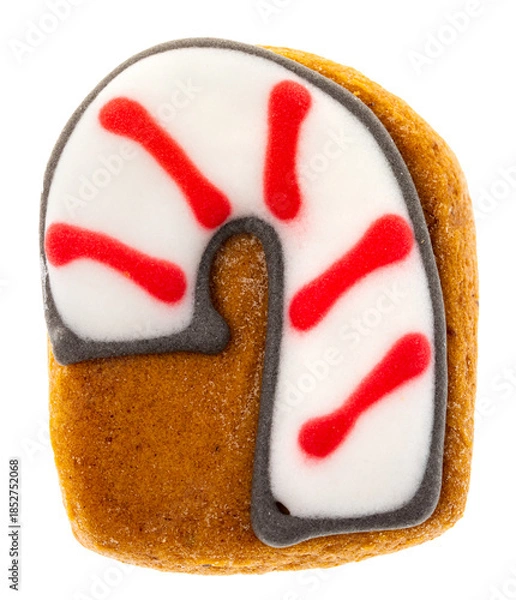 Fototapeta Candy cane gingerbread cookie isolated