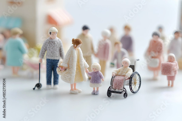 Obraz 街で支え合う家族と福祉のある幸せな暮らし（3D）まみおデザイン暮らしシリーズ
