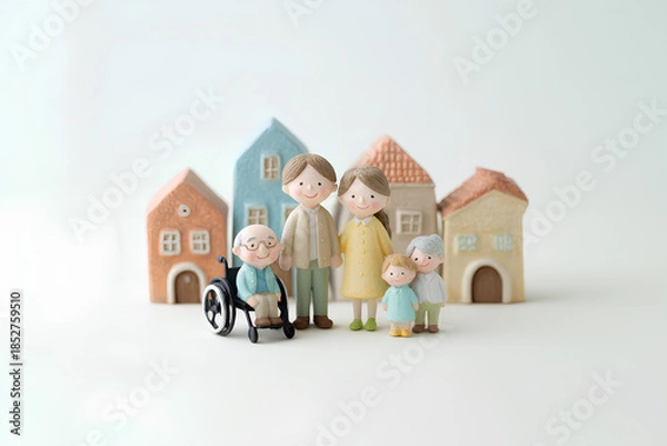 Obraz 街で支え合う家族と福祉のある幸せな暮らし（3D）まみおデザイン暮らしシリーズ
