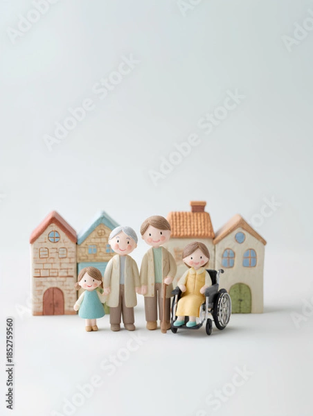 Obraz 街で支え合う家族と福祉のある幸せな暮らし（3D）まみおデザイン暮らしシリーズ
