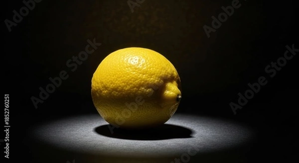 Obraz Single, bright yellow citrus fruit lit dramatically against black