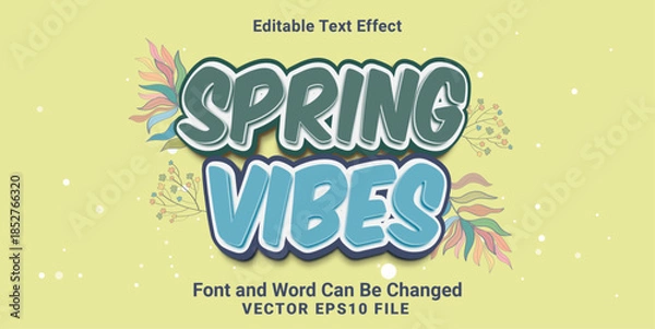 Obraz 3d editable spring vibes cartoon style text effect