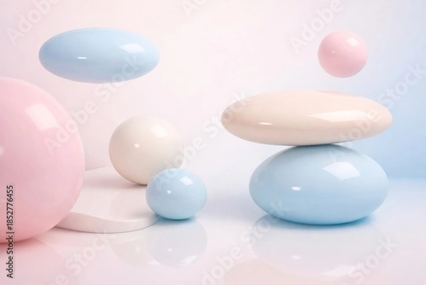Obraz Balancing Pastel Spheres Composition