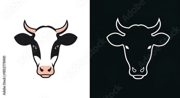 Obraz 白黒の対比 牛の肖像