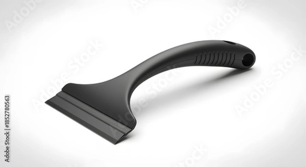 Fototapeta Black ice scraper with curved handle on white background