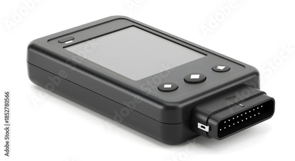 Fototapeta Black diagnostic tool with screen and connector car scanner