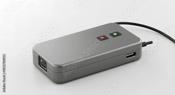 Fototapeta Gray electronic device with U S B port and indicator lights