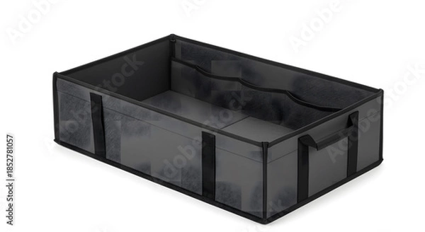 Fototapeta Dark gray fabric storage bin with handles and pockets