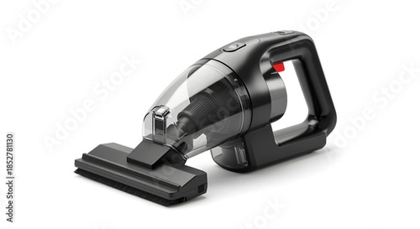 Fototapeta Black handheld vacuum cleaner with transparent dustbin
