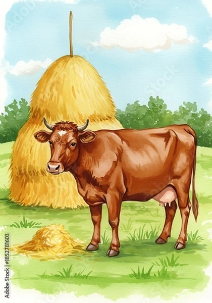 Obraz 水彩の牧歌: 穏やかな午後のひととき