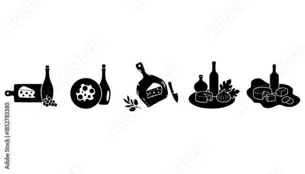 Obraz Cheese Wine Pairing Silhouette