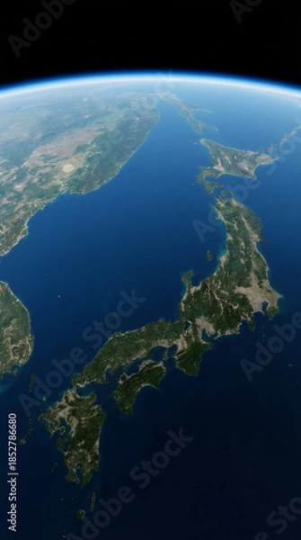 Obraz 日本列島の衛生写真　空撮　衛星ビュー　　Generative AI	
