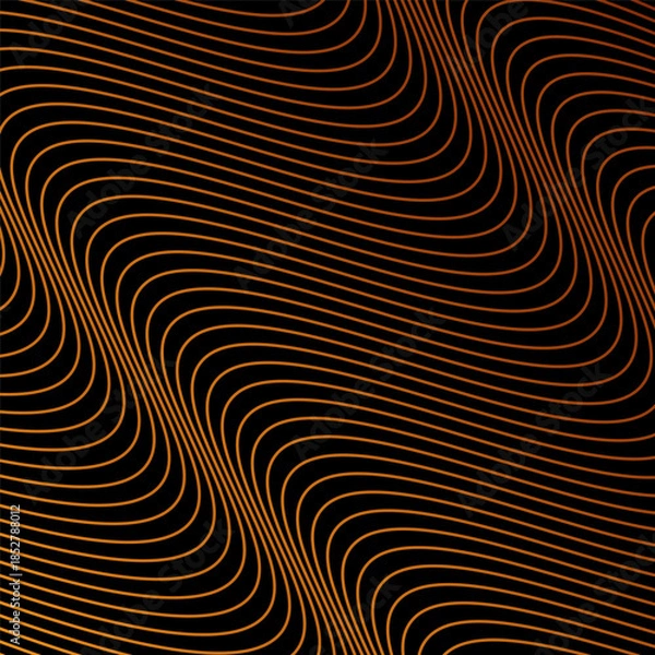 Obraz Abstract Wavy Line Pattern Background in Orange and Black