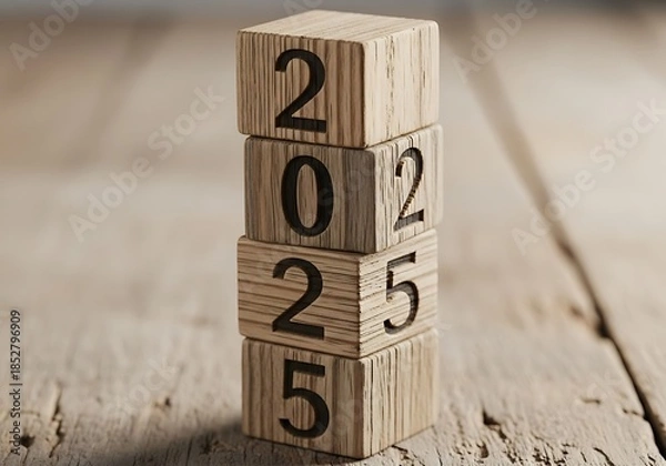 Obraz Wooden Blocks: '2025' Rising
