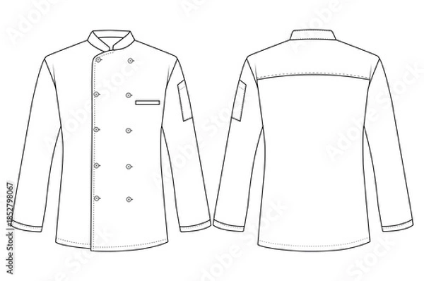 Obraz Professional Chef Coat Line Art Vector Illustration Front and Back View
