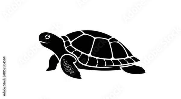 Obraz Elegant sea turtle silhouette, embodying marine life and conservation efforts, a symbol of