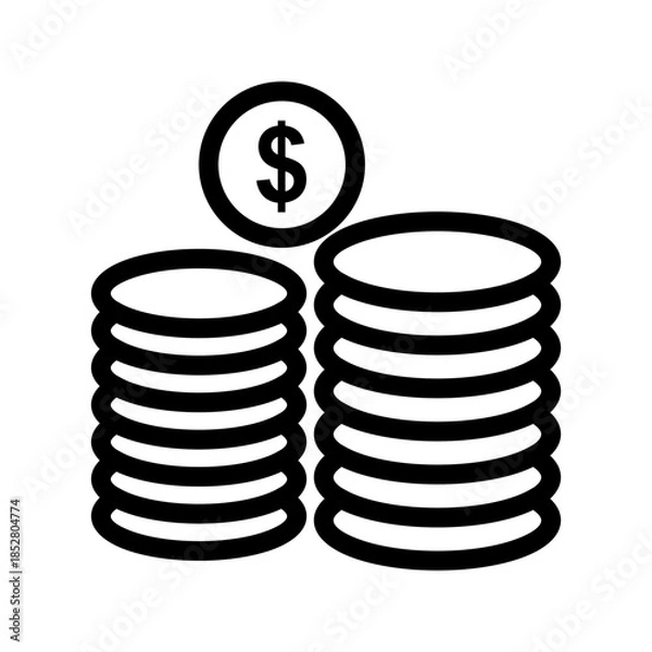 Obraz Dollar Coins icon vector image. Suitable for mobile apps, web apps and print media.