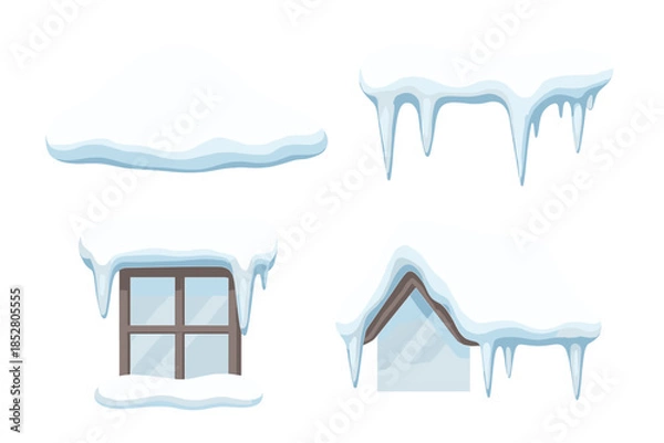 Obraz Winter house elements with snow and icicles