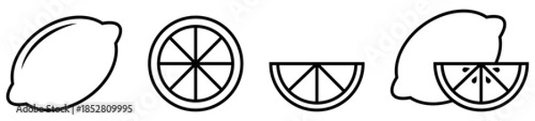 Obraz Lemon line icons set