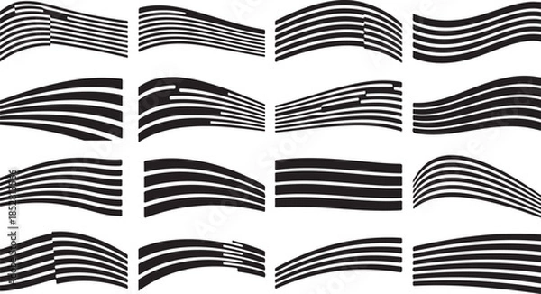 Obraz Set of waving abstract line design elements
