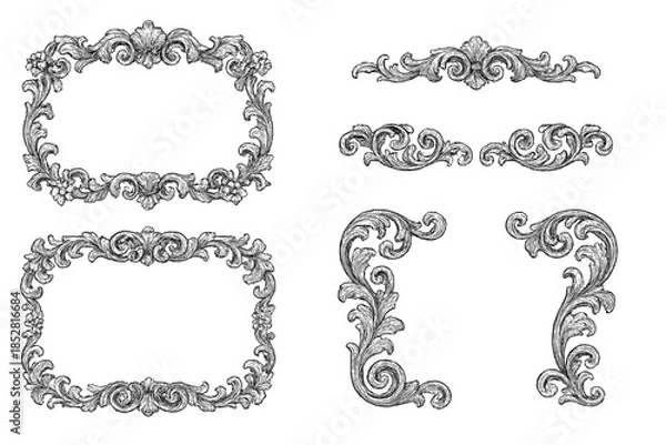 Fototapeta Ornate Baroque decorative elements