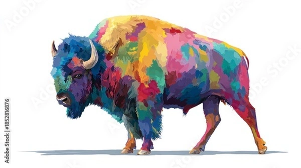 Obraz Colorful bison illustration against white background for creative design projects