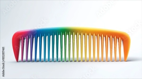 Obraz Colorful comb isolated on white background with vibrant rainbow gradient