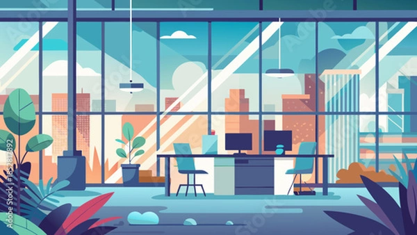 Obraz Modern office with city view