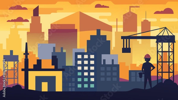 Obraz Construction worker observing skyline