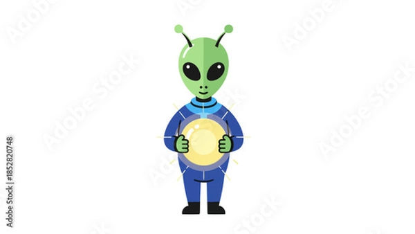 Obraz Cartoon alien holding a glowing orb