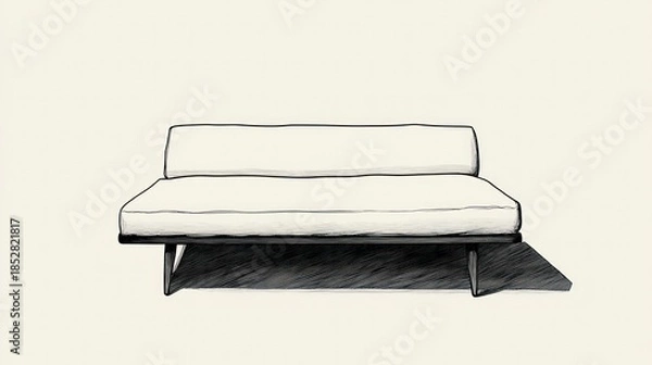 Obraz Minimalist sofa illustration on neutral background with shadow