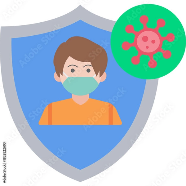 Fototapeta Virus Protection Icon – Flat Style Immunity, Safety and Infection Prevention Symbol