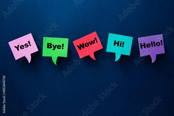 Obraz Colorful speech bubble sticky notes communicating different words