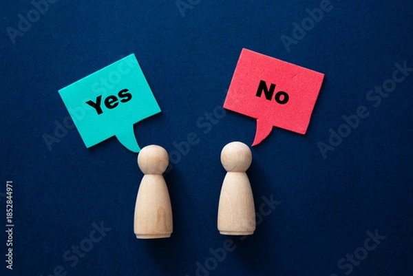 Obraz Comparing different opinions, choices, and decisions