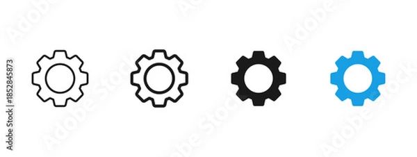 Fototapeta Settings gear icon representing configuration, system control and preferences. Concept of setup, tools and adjustment for user interface, software, web and mobile application design.