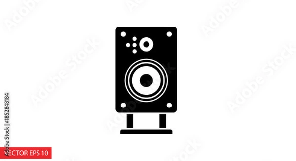 Obraz Black Speaker Icon With White Details.