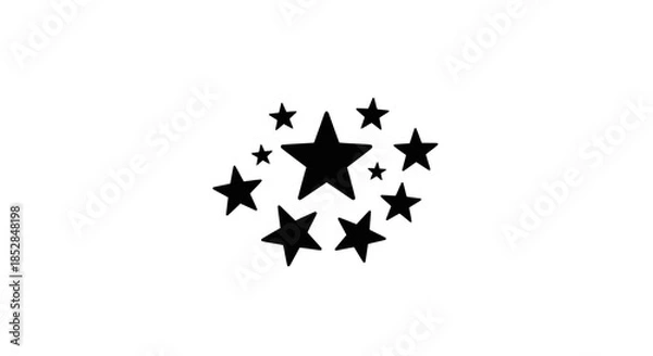 Obraz Black star shapes on white background.
