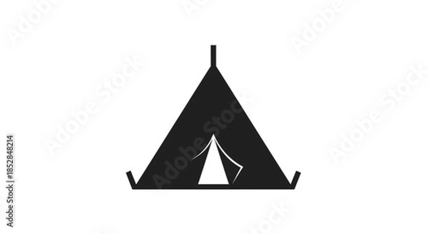 Obraz Black Triangle Icon with White Tent.