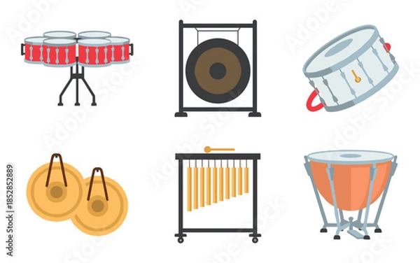 Fototapeta Percussion instruments grid illustrations