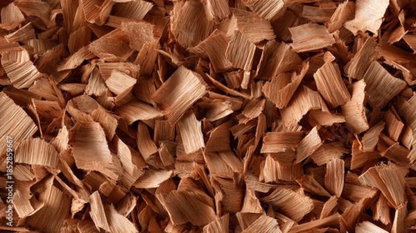 Fototapeta Wood chips create a seamless pattern on the surface